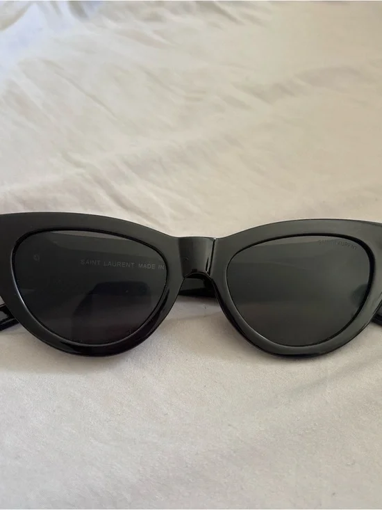 Saint Laurent Black Cat-Eye Sunglasses with Gold YSL Accent - Picture 2 of 5